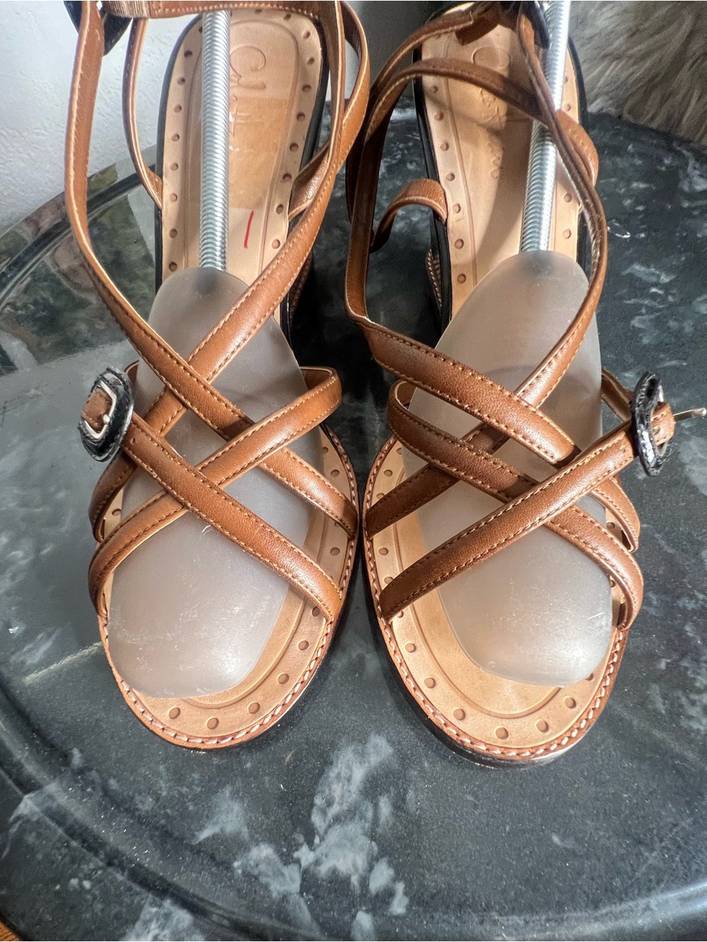 Cole Haan Capri High Wedge Heel Sandal Strap Slingback women Brown - Picture 8 of 10